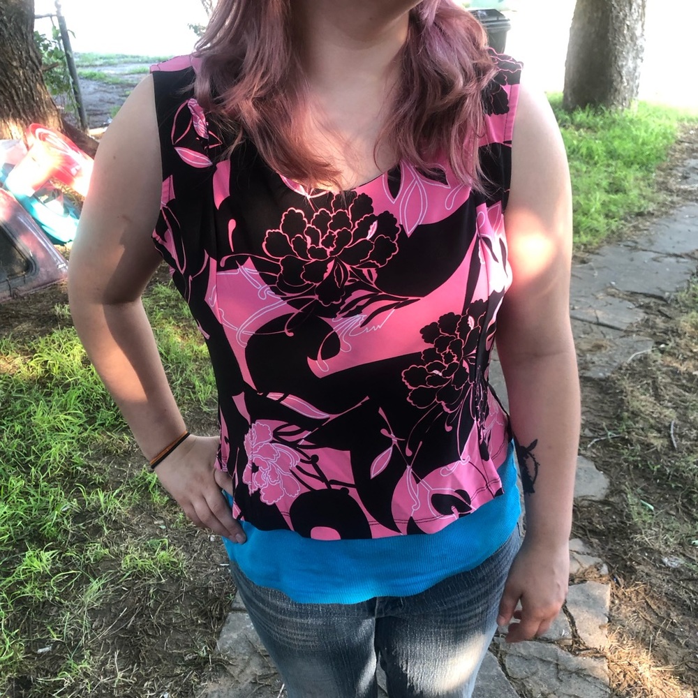 Pink and black crop top